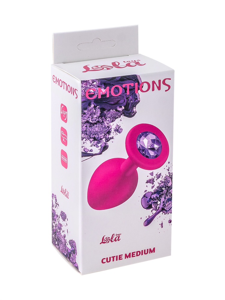 Анальная пробка Emotions Cutie Medium Pink dark purple crystal 4012-02Lola Анальная пробка Emotions Cutie Medium Pink dark purple crystal 4012-02Lola