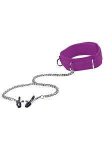 Воротник с зажимами для сосков Velcro Collar Purple OUCH! SH-OU138PUR
