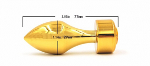 Анальная пробка металл золото с розовым стразом 7,8х2,9см 47443-MM