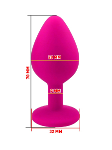 Анальная пробка силиконовая розовая с черным стразом 7,6х2,8 см 47511-MM