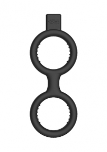 Вибрирующее кольцо E-Stim Cock Ring with Ballstrap Black SH-ELC005BLK
