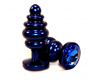 Пробка металл 7,3х2,9см фигурная черная синий страз 47427-3MM