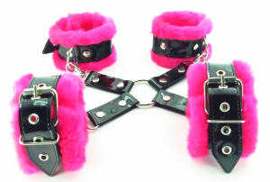 Набор фиксаторов краб с розовым мехом BDSM Light 760004ars