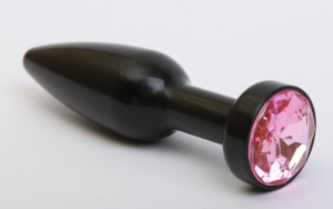 Пробка металл черная с розовым стразом 11,2х2,9см 47416-MM