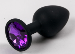 Пробка силиконовая черная с фиолетовым стразом 7,1 х 2,8 см 47121-MM