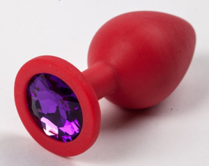 Пробка силиконовая красная с фиолетовым стразом 9,5х4см 47115-2-MM