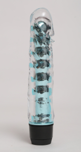 Вибратор прозрачный голубой с дополнительными пупырышками 17х3,5см 47486-MM