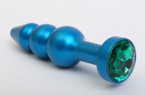 Пробка металл фигурная елочка синяя с зеленым стразом 11,2х2,9см 47430-6MM