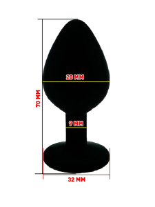 Анальная пробка силиконовая черная с радужным стразом 7,6х2,8 см 47510-MM