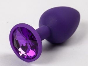 Пробка силиконовая фиолетовая с фиолетовым стразом 7,1 х 2,8 см 47116-MM