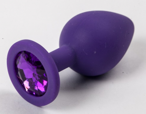 Пробка силиконовая фиолетовая с фиолетовым стразом 9,5х4см 47116-2-MM