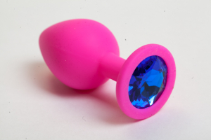 Пробка силиконовая розовая с синим кристаллом 8,2 х 3,5 47102-MM