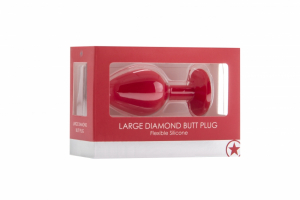 Анальная пробка OUCH! Large Diamond Butt Plug Red SH-OU182RED