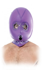 Надувающаяся латексная маска фиолетовая 363312PD