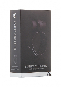 Эрекционное виброколечко Leather Cock Ring Black SH-OU137BLK
