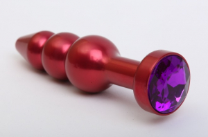 Пробка металл фигурная елочка красная с фиолетовым стразом 11,2х2,9см 47431-5MM