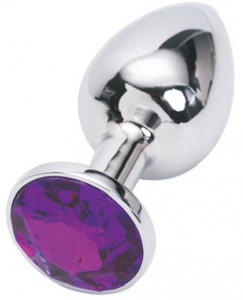 Анальная пробка серебряная с фиолетовым кристаллом S 2,8 х 7,6 47020-MM