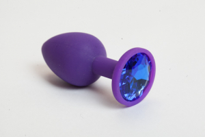 Пробка силиконовая фиолетовая с синим кристаллом 7,1 х 2,8 см 47081-MM