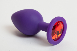 Пробка силиконовая фиолетовая с красным кристаллом 9,5х4см 47069-2-MM