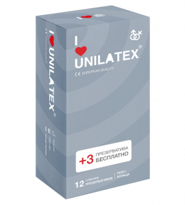 Презервативы Unilatex Ribbed 12+3 шт в подарок 3021Un