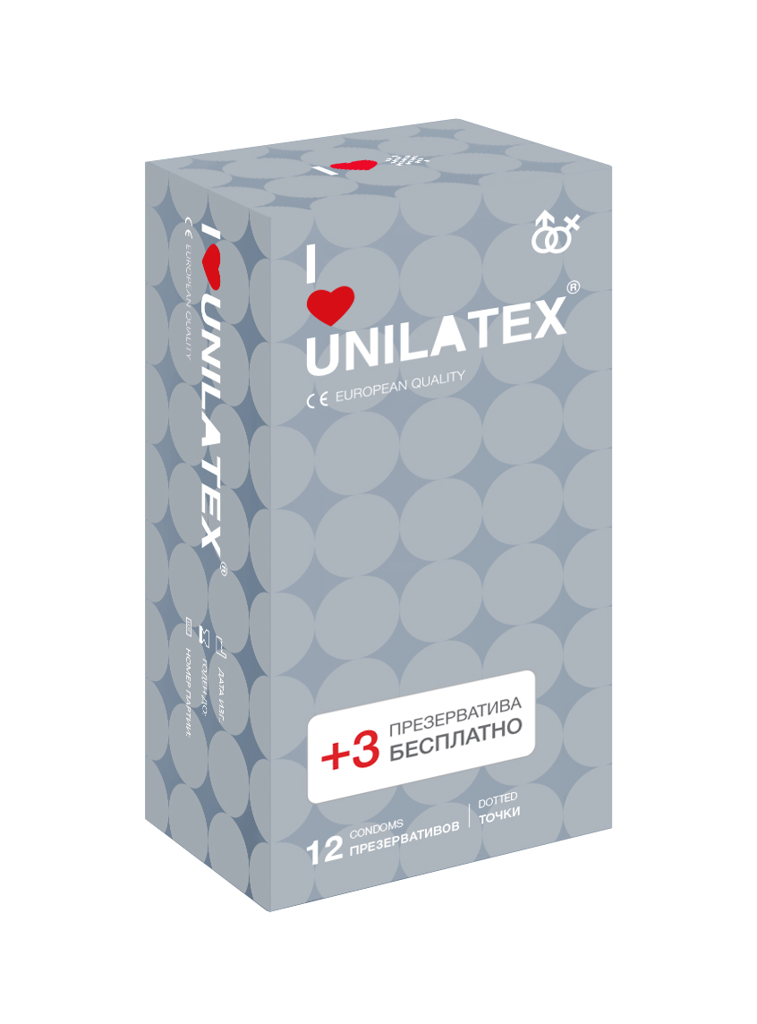 Презервативы Unilatex Dotted 12+3 шт в подарок 3020Un