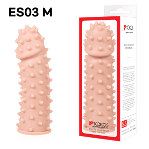 Насадка на пенис Extreme Sleeve с шипами и бугорками телесная KOKOS ES-003-M