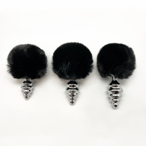 Анальная пробка Metal Anal Fluffly Twist Plug S Black 70391AL