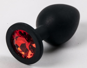 Пробка силиконовая черная с красным стразом 8,2 х 3,5 см 47137-MM