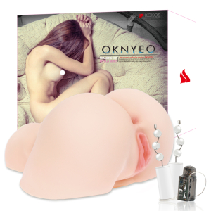 Мастурбатор Oknyeo полуторс вагина и анус с вибрацией телесный KOKOS M03-002-01V