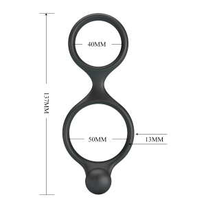 Эрекционное кольцо двойное из силикона с анальным стимулятором черное CRAZY BULL BI-210232