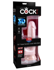 Фаллоимитатор с подвижной мошонкой King Cock Plus 7.5