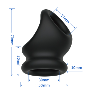 Эрекционное кольцо с мошоночным захватом из силикона черное CRAZY BULL BI-210240