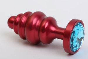 Пробка металл 7,3х2,9см фигурная красная голубой страз 47426-1MM