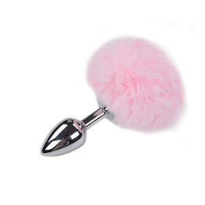 Анальная пробка Metal Anal Fluffly Plug S Pink 70372AL