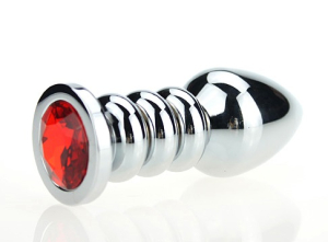 Пробка металл фигурная серебро с красным стразом 10,3х3,8см 47423-2MM