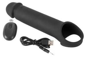 Вибрирующая насадка для пениса с хомутом для яичек и пультом управления 0550825ON