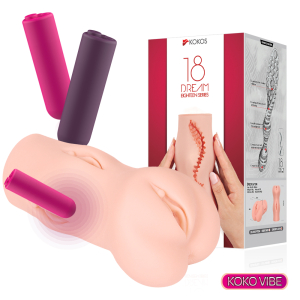 Мастурбатор Dream 18 с вибрацией телесный TPR KOKOS M03-001-05V