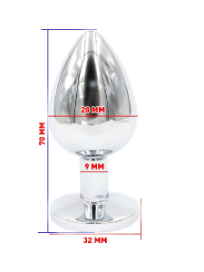 Анальная пробка серебро с синим стразом M 3,4 х 8,2 47018-1-MM