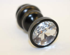 Пробка металл 7,3х2,9см фигурная черная прозрачный страз 47427-4MM
