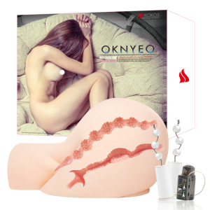 Мастурбатор Oknyeo полуторс вагина и анус с вибрацией телесный KOKOS M03-002-01V