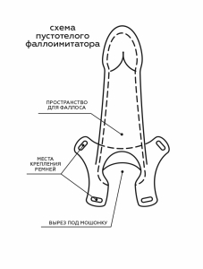 Фаллоимитатор поясной пустотелый с бандажом 7403/3ru