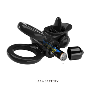 Эрекционное кольцо двойное с вибрацией и стимулятором TPR черное PRETTY LOVE BI-210239