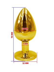 Анальная пробка золотая с зеленым кристаллом S 2,8 х 7,6 47098-MM