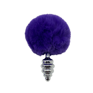Анальная пробка Metal Anal Fluffly Twist Plug S Dark Purple 71009AL