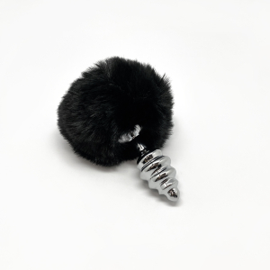 Анальная пробка Metal Anal Fluffly Twist Plug S Black 70391AL