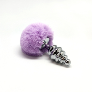 Анальная пробка Metal Anal Fluffly Twist Plug L Purple 70398AL