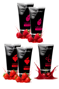 Сет съедобных лубрикантов JUJU: клубника х2, малина х2, вишня, 50ml 783JU