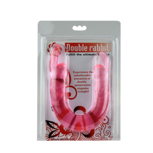 Двойной фаллоимитатор Rabbit розовый BI-040003PK