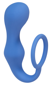 Эрекционное кольцо с анальной пробкой Double Pleasure Anal Plug Blue 4217-03Lola