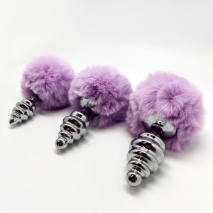 Анальная пробка Metal Anal Fluffly Twist Plug S Purple 70390AL